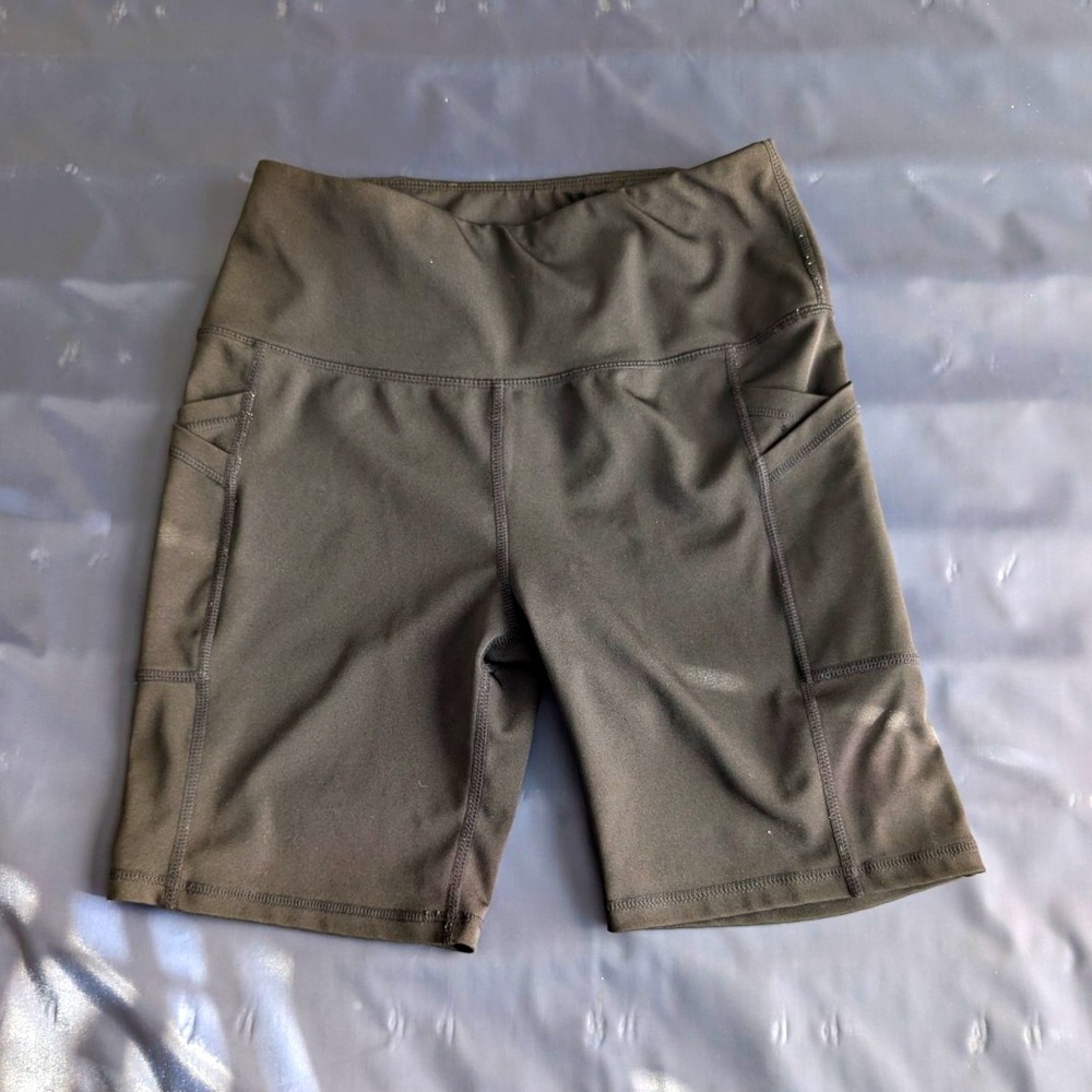 LEG3ND Womens Black Athletic Activewear Shorts Stretch Pockets M FA56501 Gray